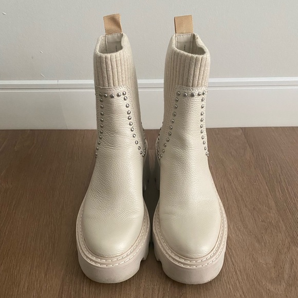 Dolce Vita Hoven H2O Studded Ivory Leather Boots - Picture 3 of 5